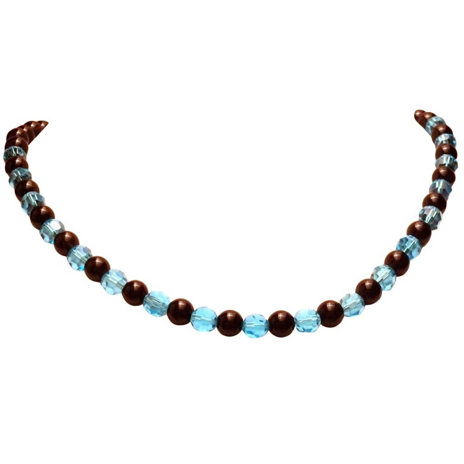 Black And Blue Beaded Glass Necklace 398